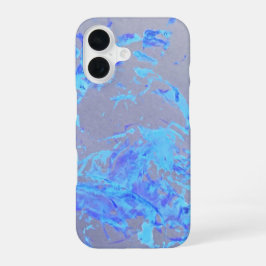 Blauwe verf kleur splash art iphone case 16 hoesje