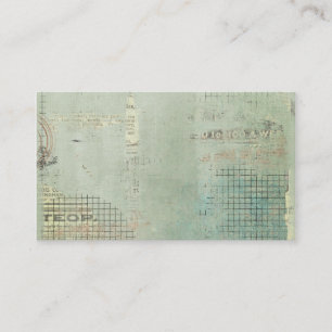  blauwe verf Krantenkrant STamped collage Visitekaartje