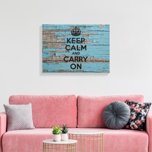 Blauwe verf pellen, kalm houden canvas afdruk (Insitu (Woonkamer))