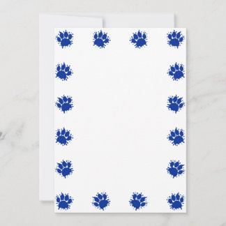Blauwe Verf Splatter Dog Paw Prints DIY Kaart