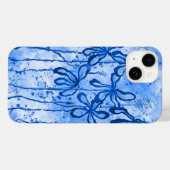 Blauwe Verf Splatter & Lelies Case-Mate iPhone Case (Achterkant (horizontaal))