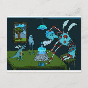 Blauwe Verjaardag Groet Briefkaart