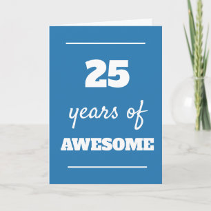 Blauwe verjaardagskaart 25 jaar kaart
