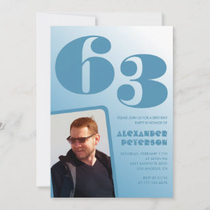 Blauwe verloop 63ste verjaardagsuitnodigingen Mann Kaart