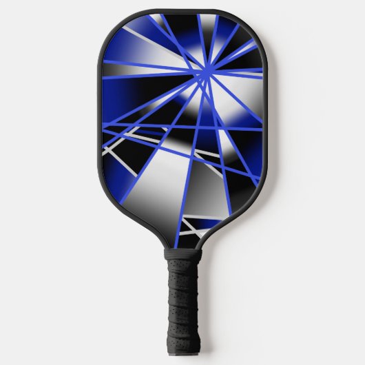 Blauwe verloopkleur vult mechanische tekenmozaïek pickleball paddle (Voorkant)