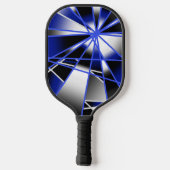 Blauwe verloopkleur vult mechanische tekenmozaïek pickleball paddle (Achterkant)