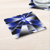 Blauwe verloopkleur vult mechanische tekenmozaïek vierkante kartonnen onderzetter (Schuin)