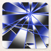 Blauwe verloopkleur vult mechanische tekenmozaïek vierkante kartonnen onderzetter (Voorkant)