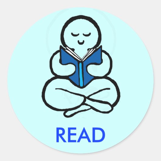 blauwe versie lezen ronde sticker (Voorkant)
