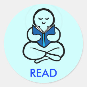 blauwe versie lezen ronde sticker