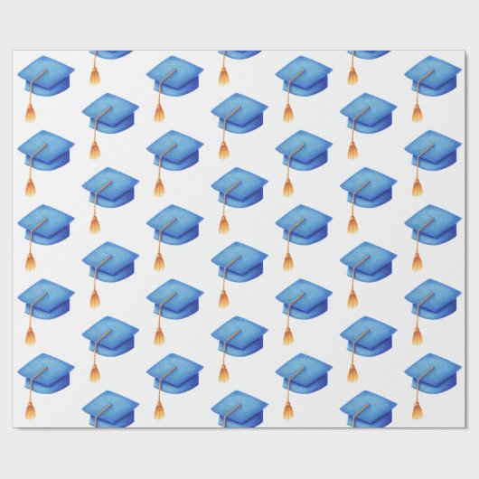 Blauwe verstuivingsdop met Afstuderen Tassels Cadeaupapier (Vlak)