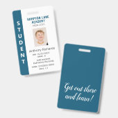 Blauwe Verticale Streep Homeschool Student ID Badg Badge (Front & Back)