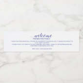 Blauwe verwelkoming van onze bruiloft uit de stad waterfles etiket (Enkel label)