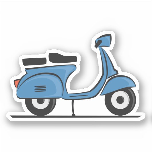 blauwe vespa scooter sticker (Voorkant)