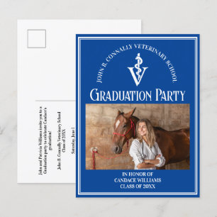 Blauwe Veterinaire School Foto Afstudeerfeest Uitnodiging Briefkaart
