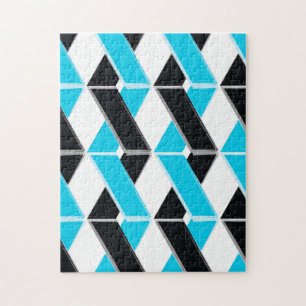 Blauwe, vetgedrukte, koele, trendgevlekte geometri legpuzzel