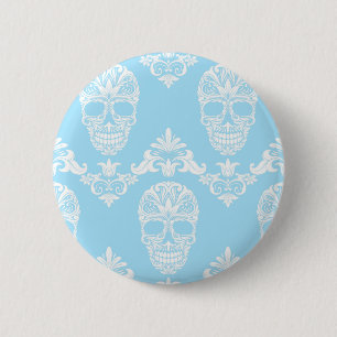 blauwe Victoriaans schedels Ronde Button 5,7 Cm