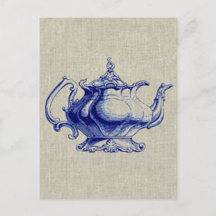  blauwe Victoriaans theezetkamer Briefkaart