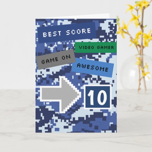 Blauwe videoband 10e verjaardag kaart (Gele Bloem)