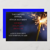 Blauwe Vierde juli Onafhankelijkheidsdag Sparkler Kaart (Voorkant / Achterkant)