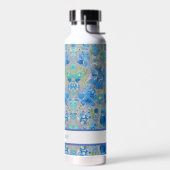 Blauwe Viering Bloemen Custom Water Fles (Links)
