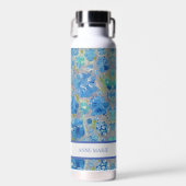 Blauwe Viering Bloemen Custom Water Fles (Voorkant)