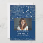 Blauwe viering van het leven begrafenis foto kaart (Voorkant)