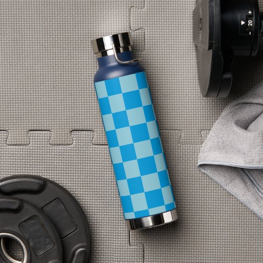 Blauwe vierkante blokken geometrisch waterfles (Gym)