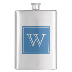 Blauwe vierkante monogram Premium Flask Flacon