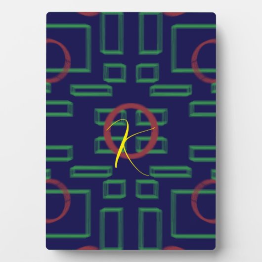 Blauwe vierkanten geometrisch fotoplaat (voorkant)