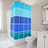 Blauwe vierkantsgradiëntstrips douchegordijn (In situ)
