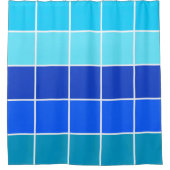 Blauwe vierkantsgradiëntstrips douchegordijn (Voorkant)