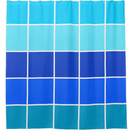 Blauwe vierkantsgradiëntstrips douchegordijn (Voorkant)