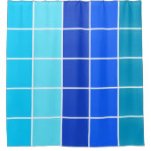 Blauwe vierkantsgradiëntstrips douchegordijn (Voorkant)