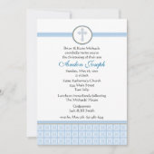 Blauwe vierkantskruisuitnodiging kaart (Voorkant)