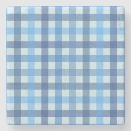 Blauwe Vijf-Kleur Gingham Patroon Stenen Onderzett Onderzetter