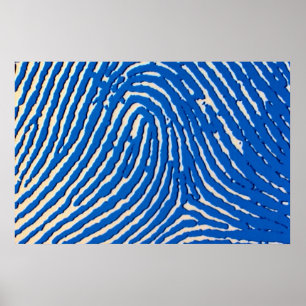 Blauwe vingerafdruk vergroot poster