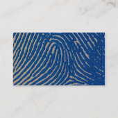 Blauwe vingerafdruk vergroot visitekaartje (Achterkant)