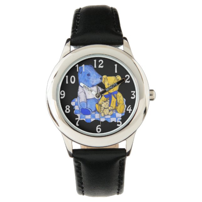 blauwe vinnen picknick cloth met drie studies horloge (Voorkant)