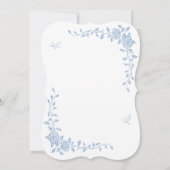 Blauwe Vintage Bloemen Bruids Douche Uitnodiging (Achterkant)