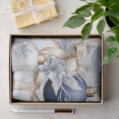 Blauwe Vintage Kerstmis Bloemen Decoupage Tissuepapier (Geschenk)