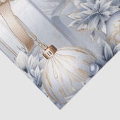 Blauwe Vintage Kerstmis Bloemen Decoupage Tissuepapier (Detail)