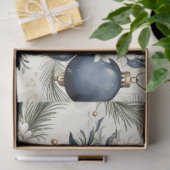 Blauwe Vintage Kerstmis Bloemen Decoupage Tissuepapier (Geschenk)