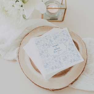 Blauwe Vintage Minimale Jongens Baby Shower Servet