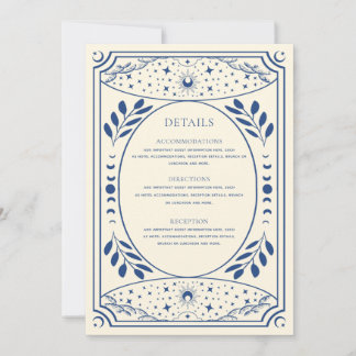Blauwe Vintage Tarotkaart Gotische Trouwdetails Kaart