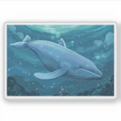 Blauwe vinvis Klein Sticker (Voorkant)