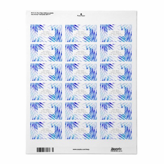 Blauwe Violet Palm Fronds Etiket (Full Sheet)