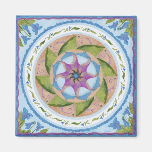 Blauwe violetkoelkast Magnet Magneet (Voorkant)