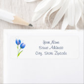 Blauwe violettulpen etiket (Insitu)