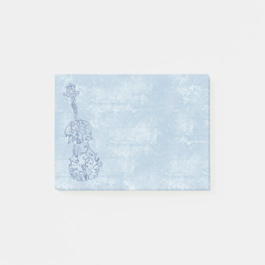 Blauwe Violin Line Tekening op getextureerd effect Post-it® Notes (Voorkant)